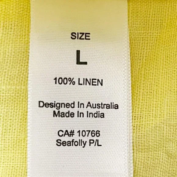 Seafolly Large Bright Folk Lime Light Long Sleeve Boat Neck Linen Crop Top NWT - Picture 9 of 11